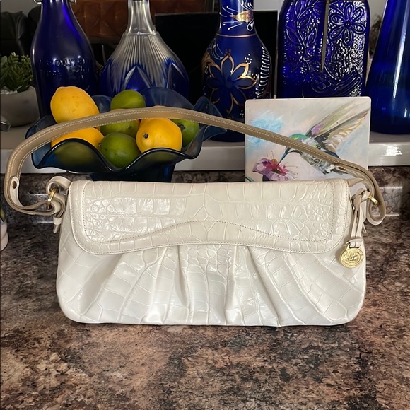 Brahmin Handbags - Brahmin White Leather Shoulder Bag with Pleated Design